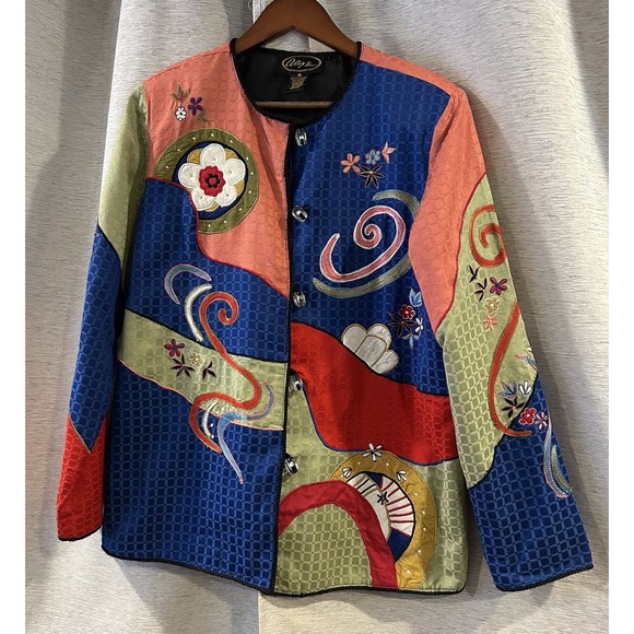 Alex Kim Jacket‎ Womens Small Patchwork Art To Wear Embroidered Boho Retro - Picture 2 of 5